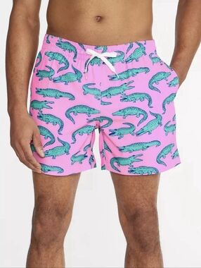 Chubbies The Glades 4-Way Stretch Swim Trunks Pink Alligator Mesh Liner 5.5"